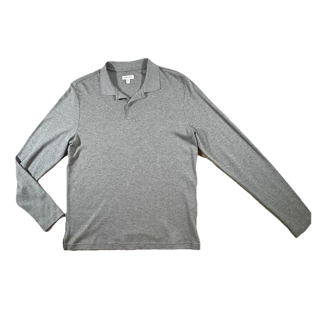 Nordstrom Mens Gray Long Sleeve Polo Shirt Size M